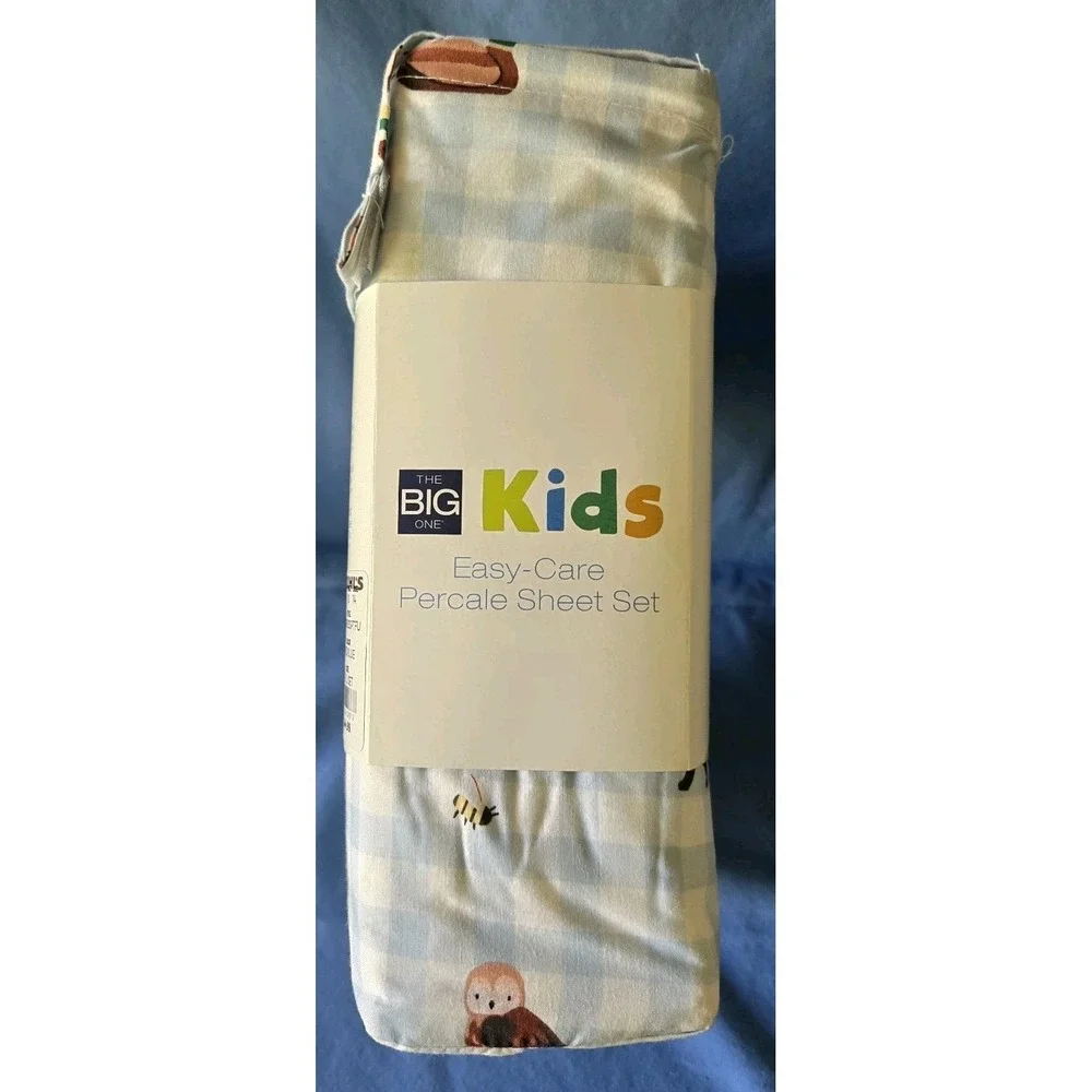 The Big One Kids Easy-care Percale Med Blue Full Sheet Set New Animal Theme‎ 275